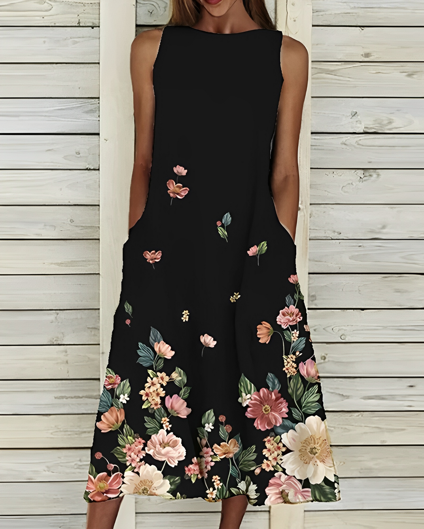 Marlene – Vestido Midi com Estampa de Flores