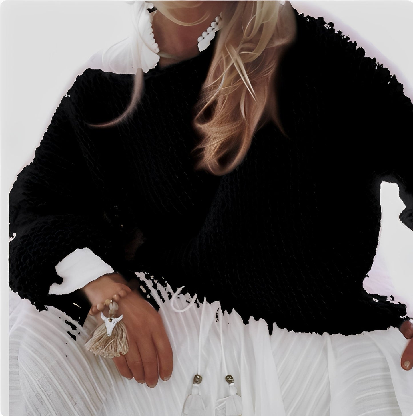 Caroline - Quente, solto tricotado suéter para mulheres