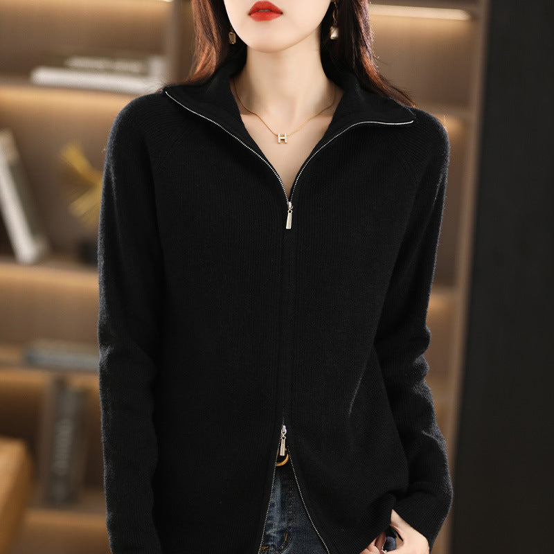 Alicia - Elegant knitted jacket with double closure for women