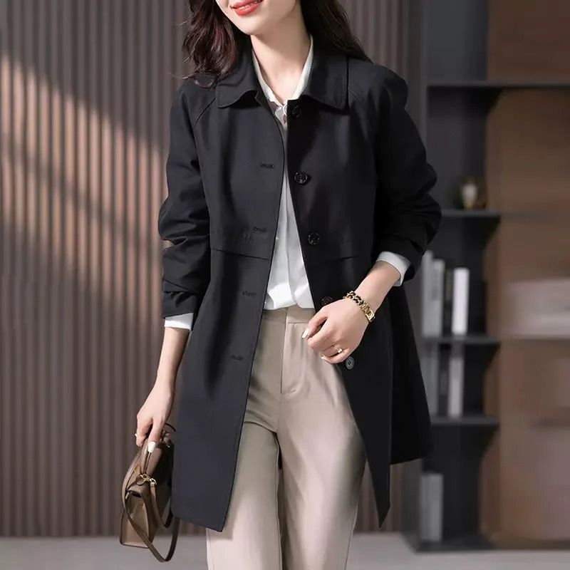 Elise – Curto Trench Coat com Botão