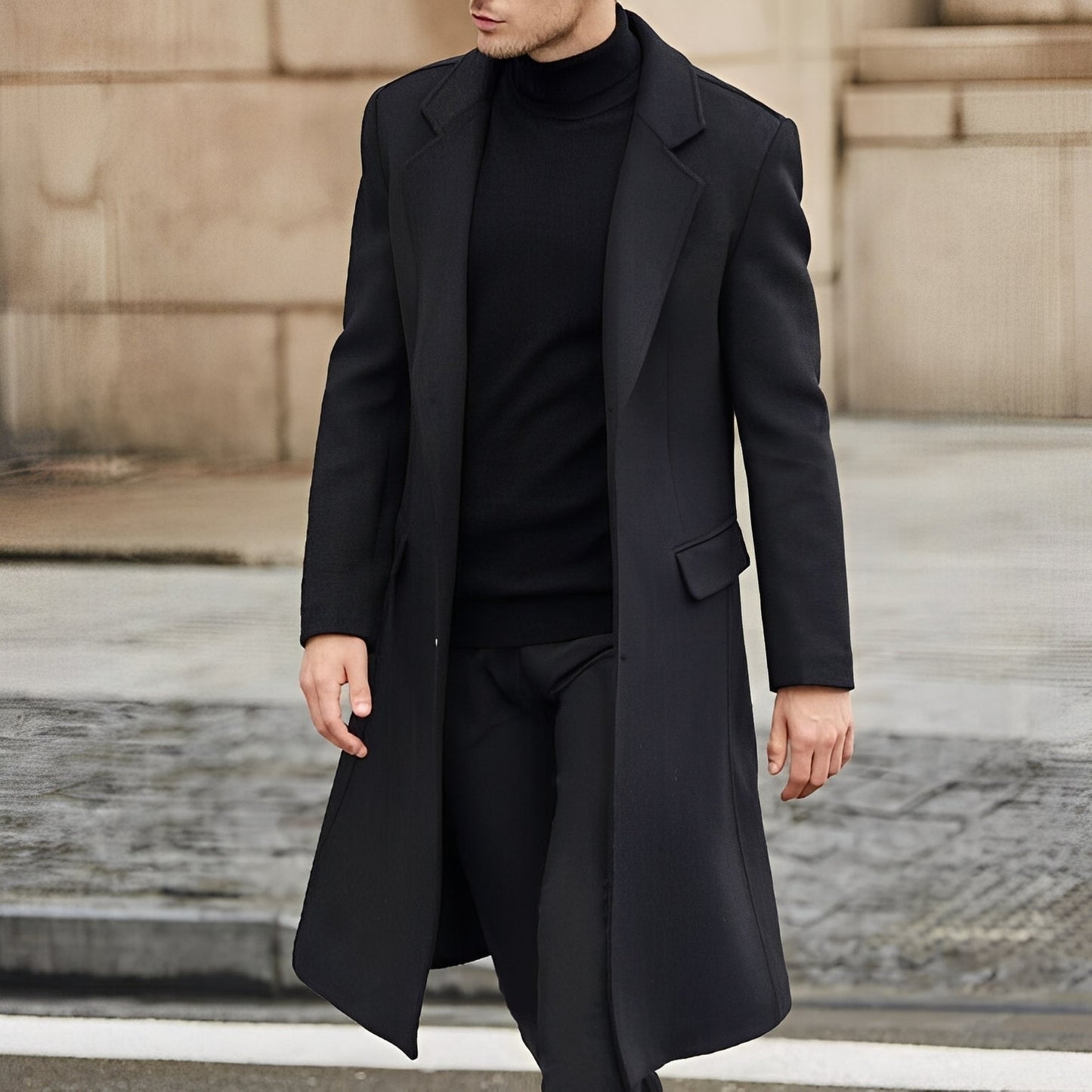 Nicholas - Elegant long wool overcoat for men