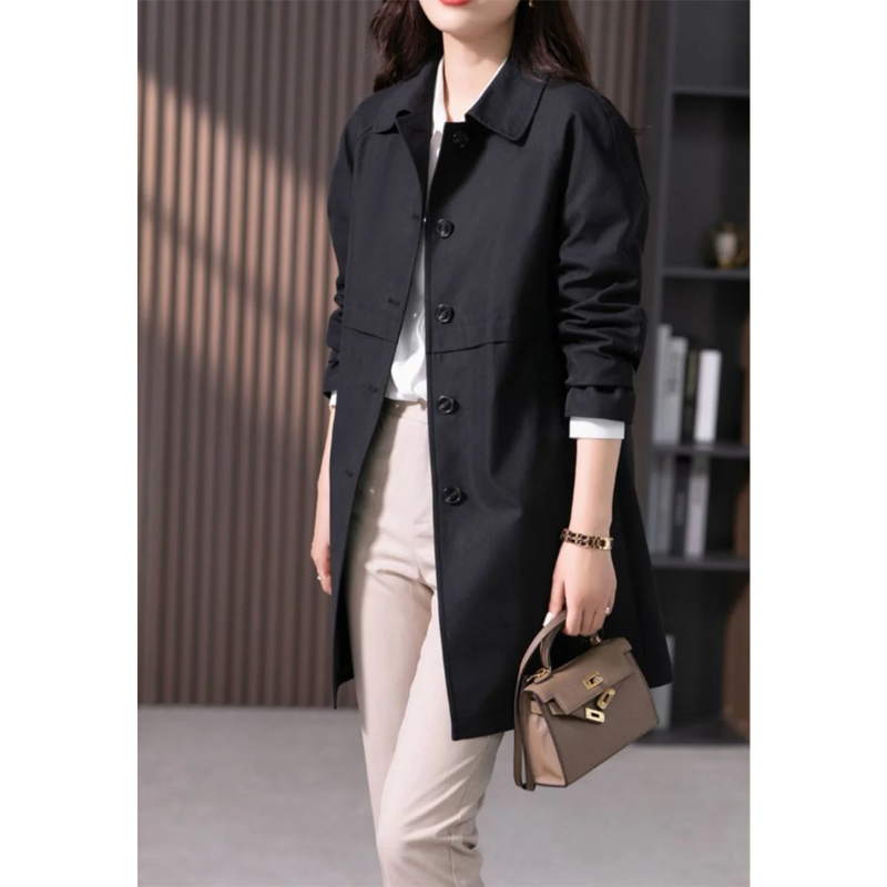 Elise – Curto Trench Coat com Botão