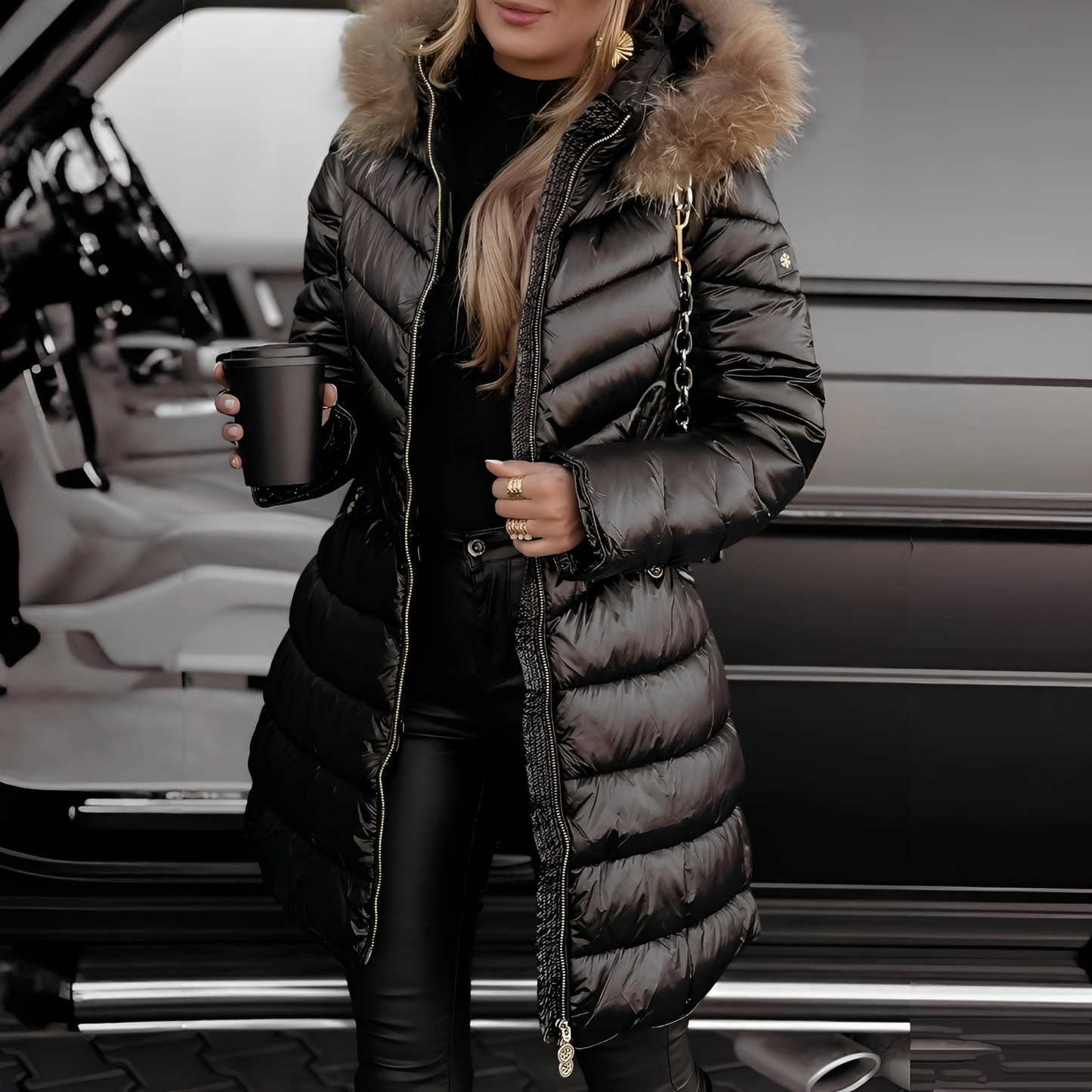Caroline - Elegant Coat with Fur Collar for Women