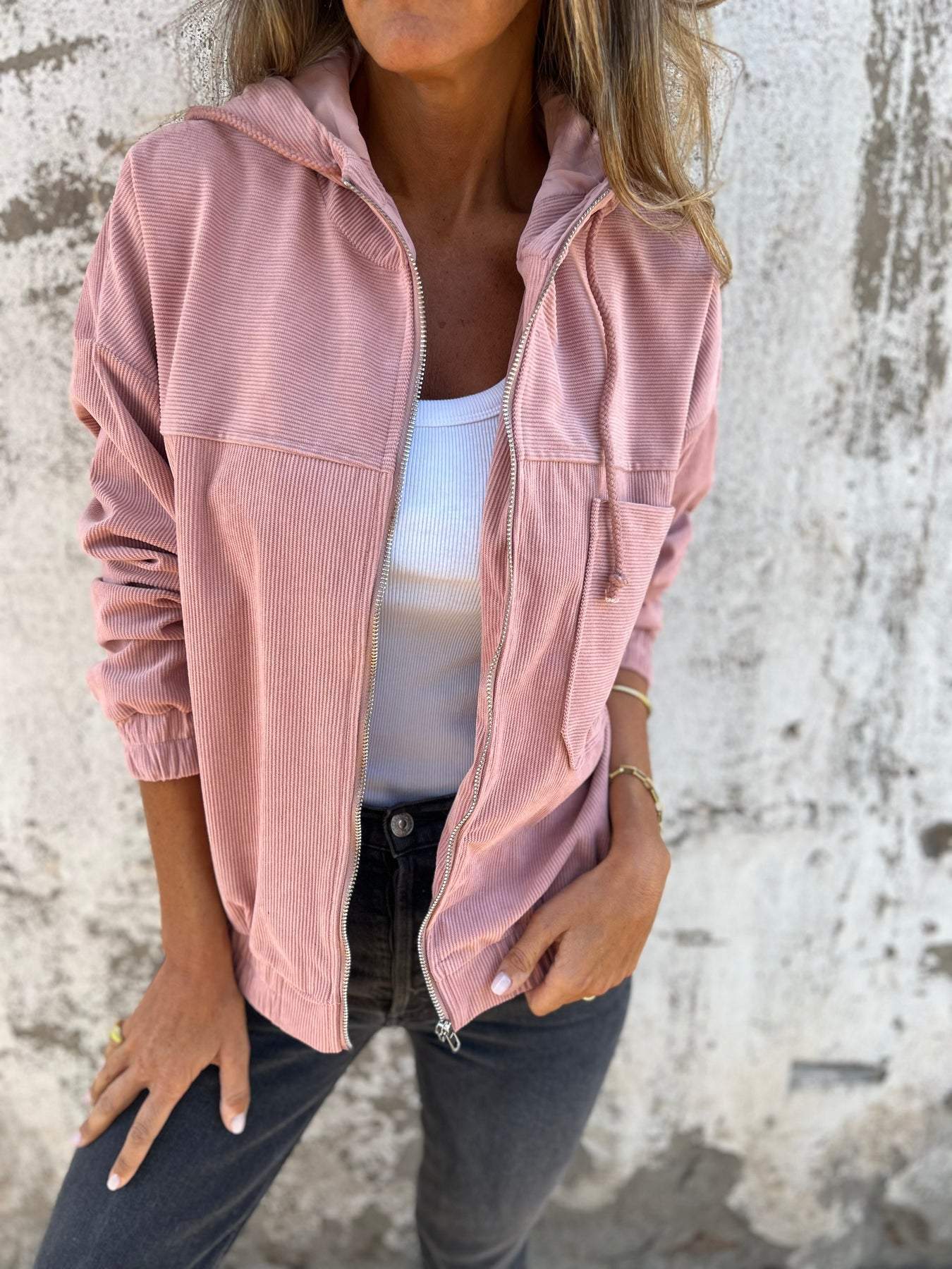 Ariellee – Jaqueta Casual com Capuz e Zíper
