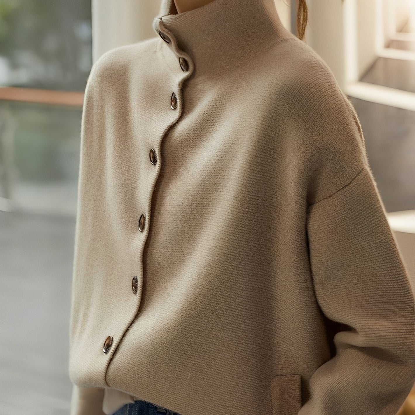 Amelia - Pulôver Gola Alta Solto para Mulheres