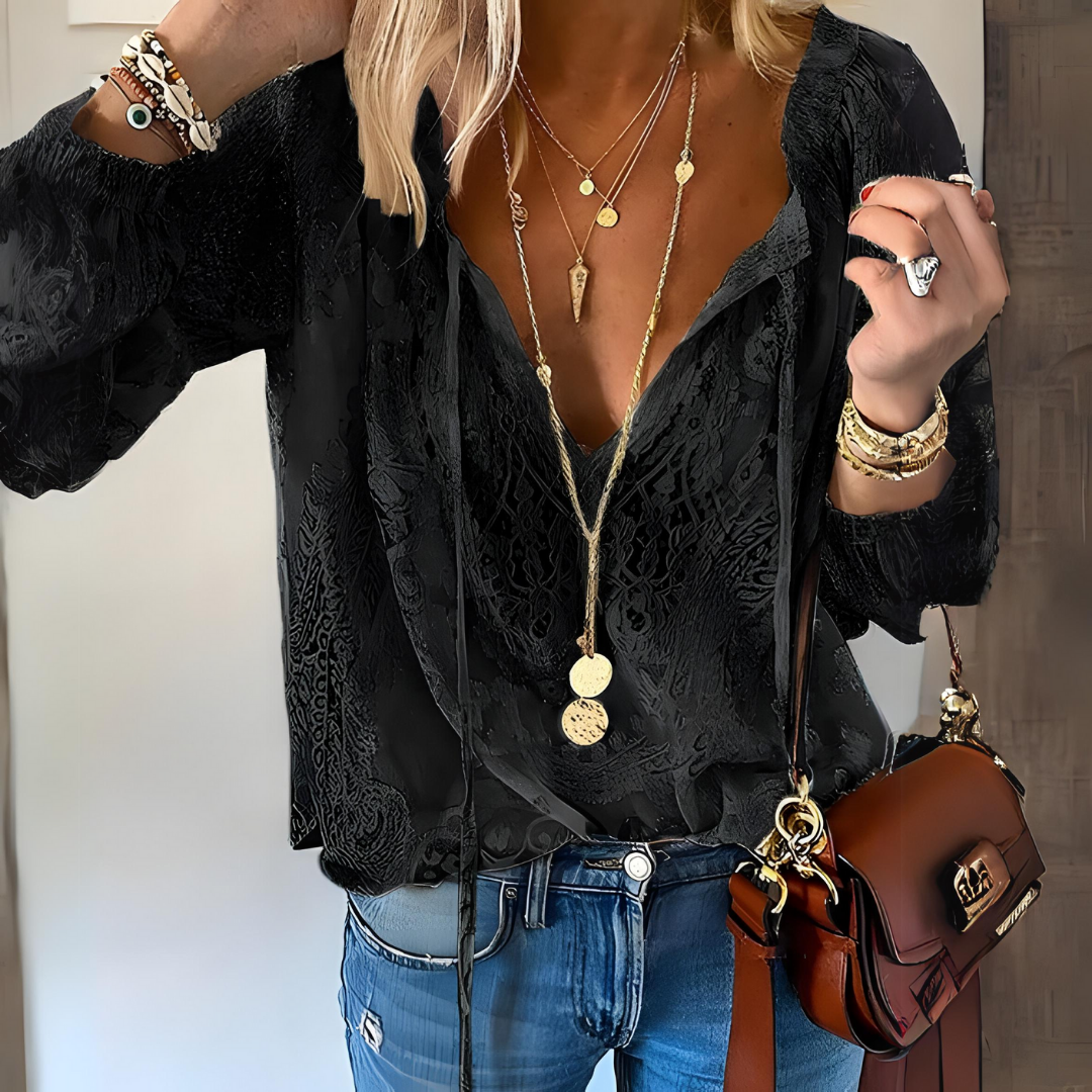 Noemi – Blusa Boho com Decote V