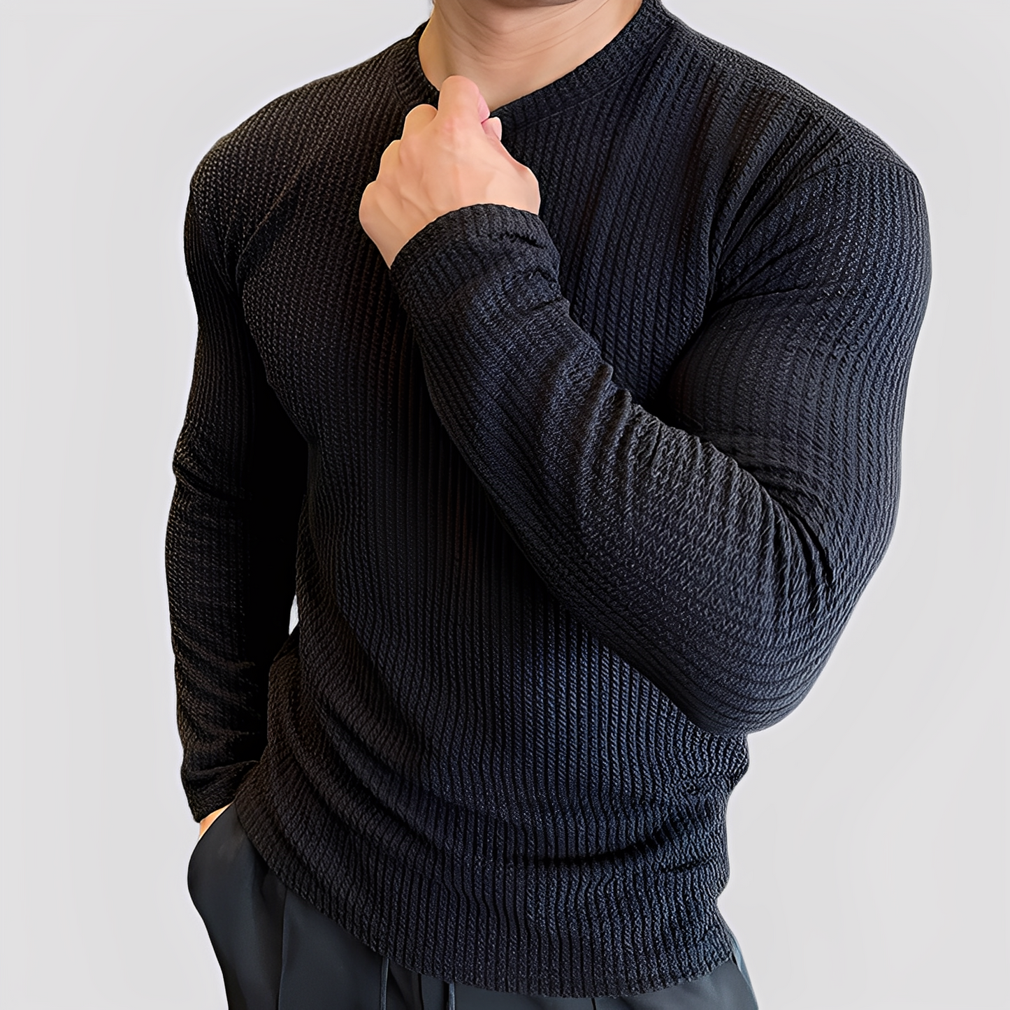 Albert - Casual Knitted Sweater with Ribbed Pattern for Men