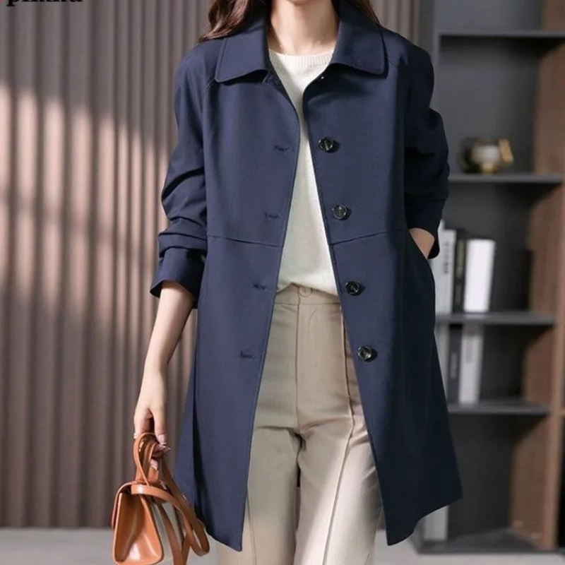 Elise – Curto Trench Coat com Botão
