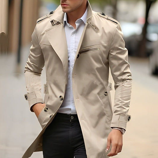 Derrick - Elegante Trenchcoat com Gola de Reverso para Homens