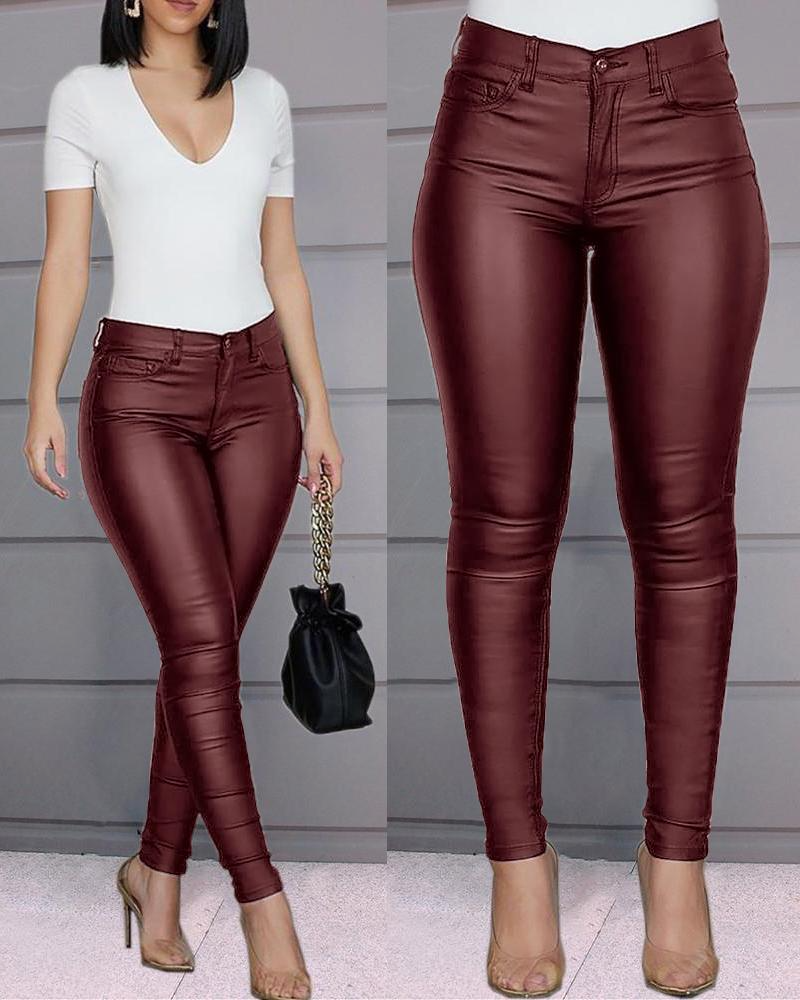 Dina – Calça em couro stretch