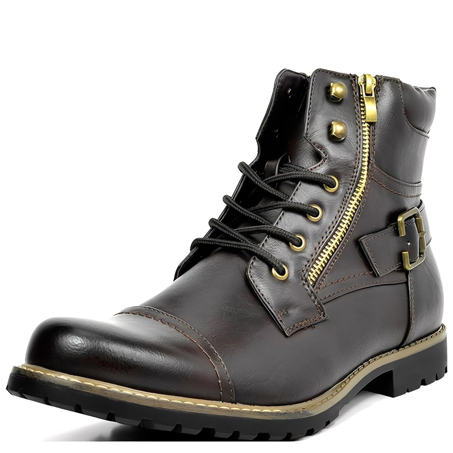 Jeremy - Botas de couro com cadarço retrô para homens