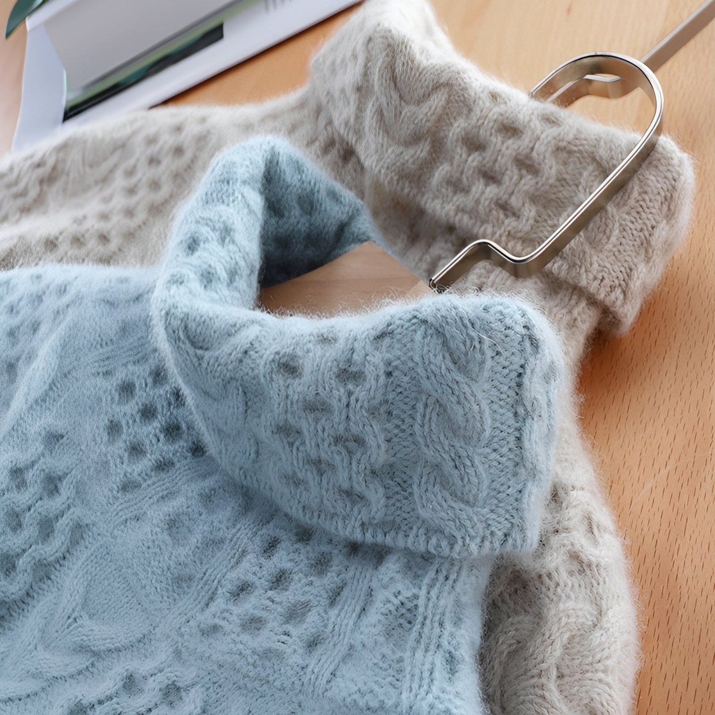 Hayacint - Camisola de gola alta quente de lã para mulher