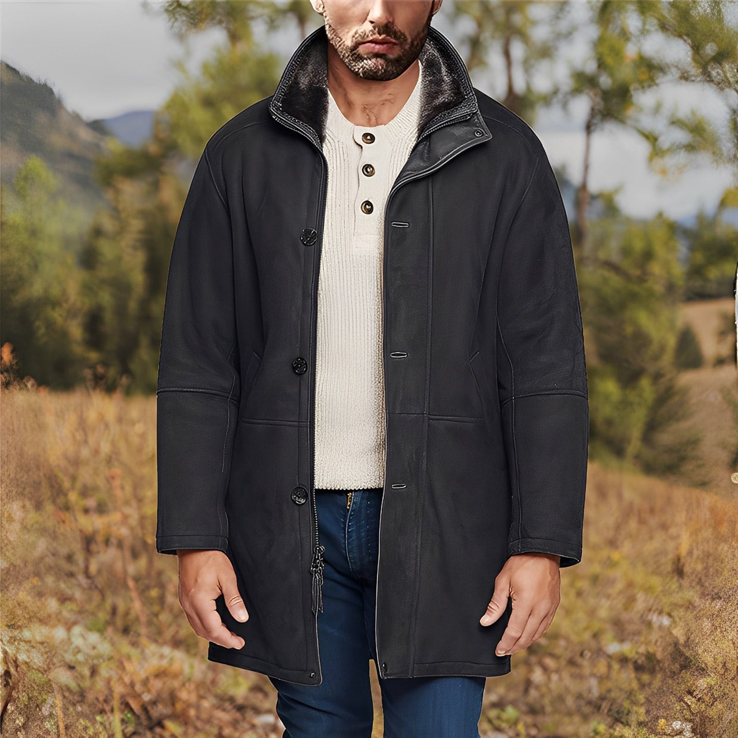 Eddie - Classic medium-length suede jacket for men