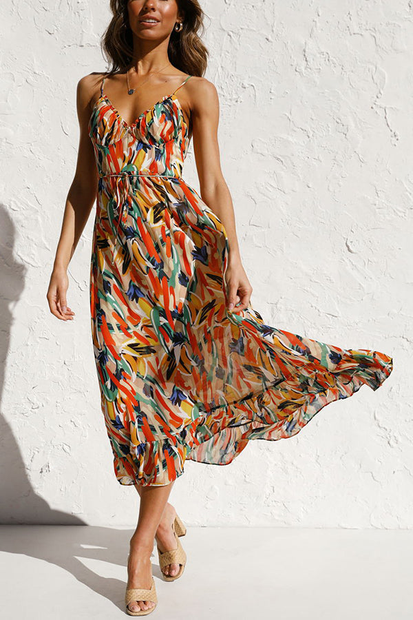 Caridade – Vestido midi colorido