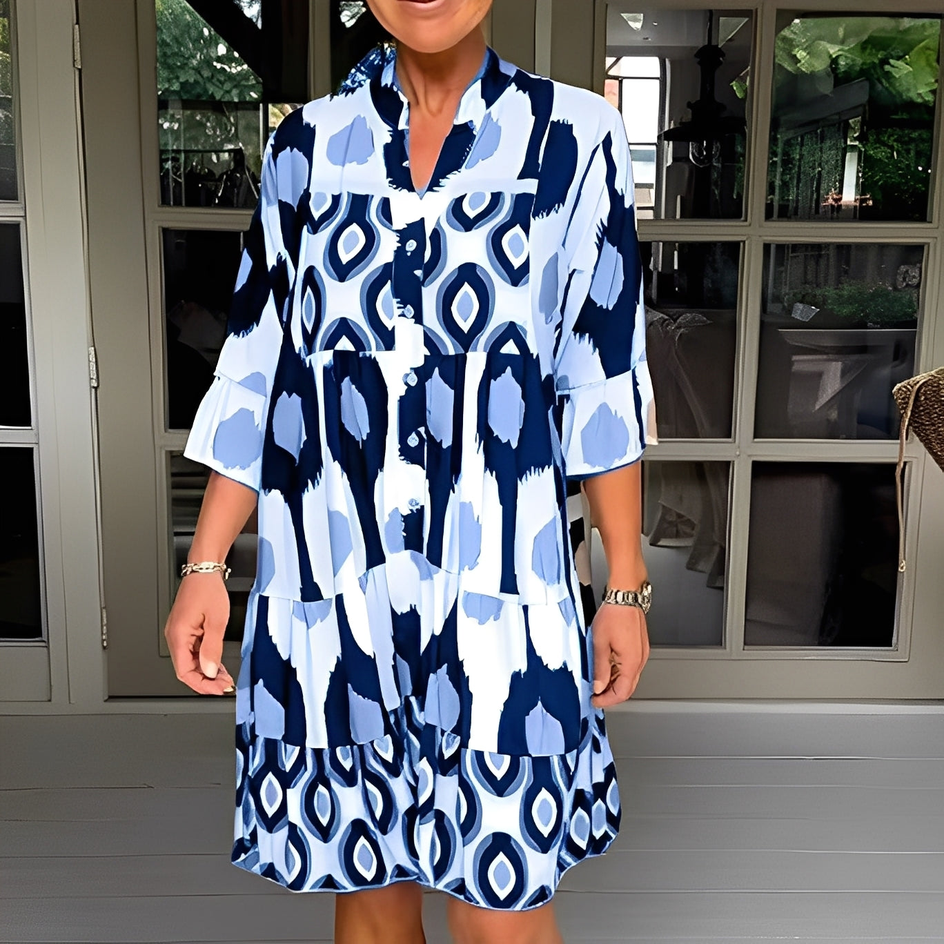 Floriane - Loose patterned dress for woman