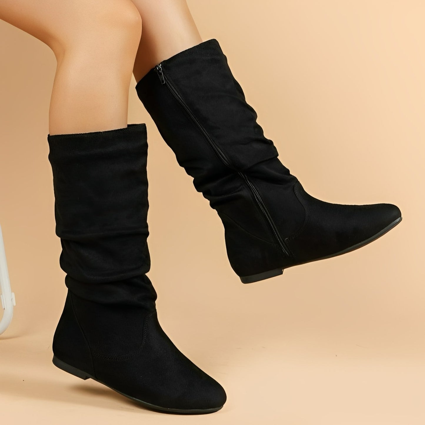 Abayomi - Botas de meia-altura com fecho de correr para mulheres