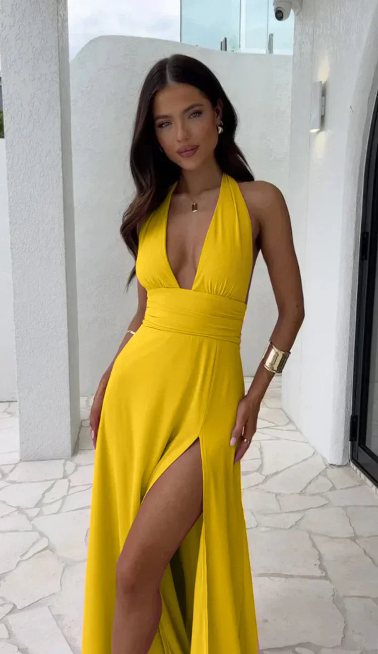 Madison – Vestido Fendido Decote V Profundo