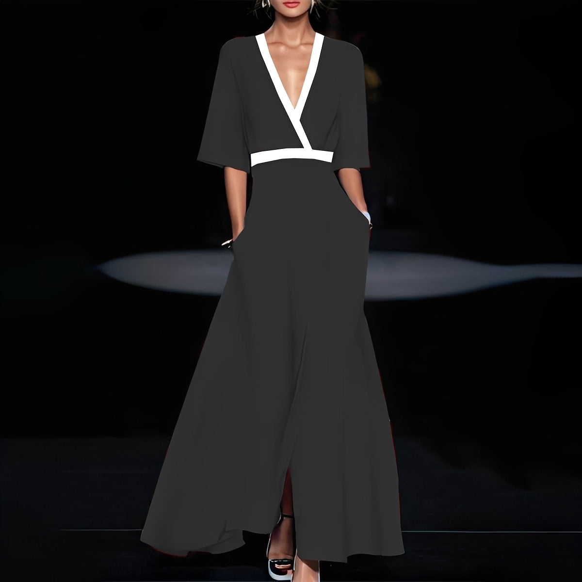 Débora - Vestido longo elegante com estampa floral para mulheres