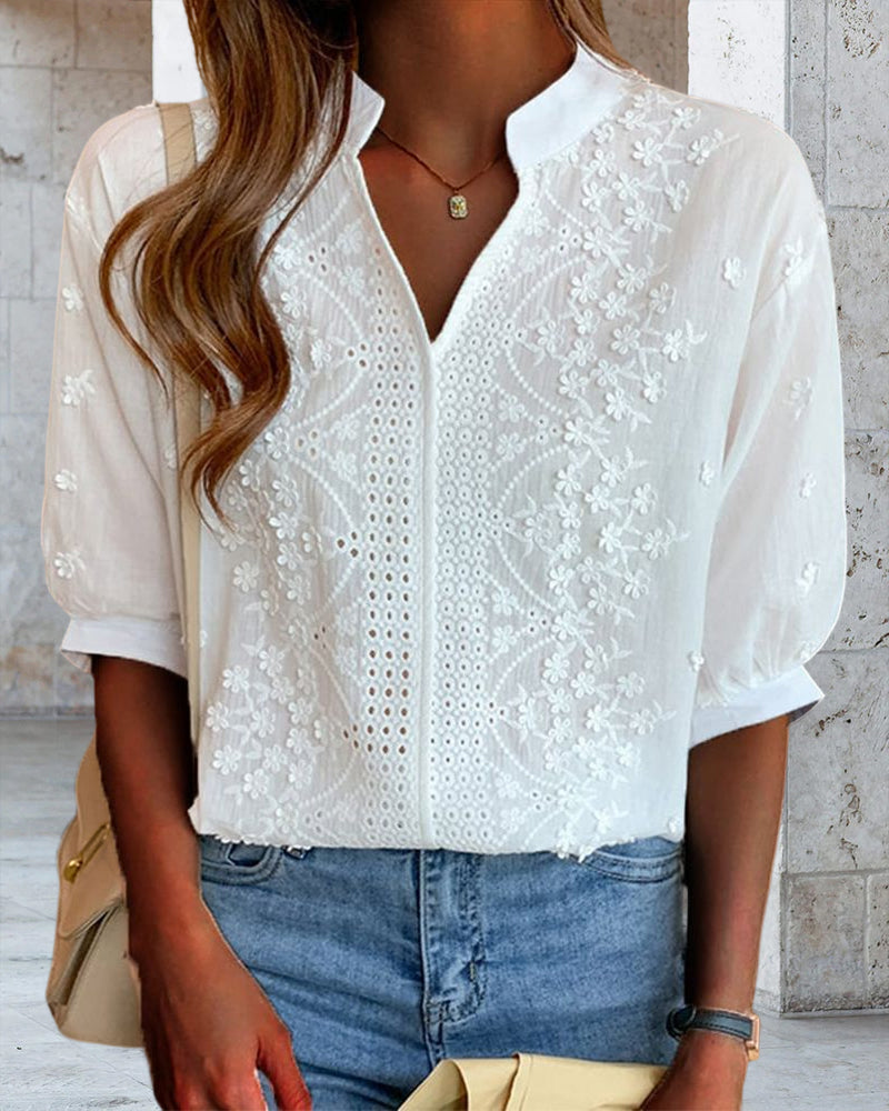 Dina - Embroidered Elegance Blouse