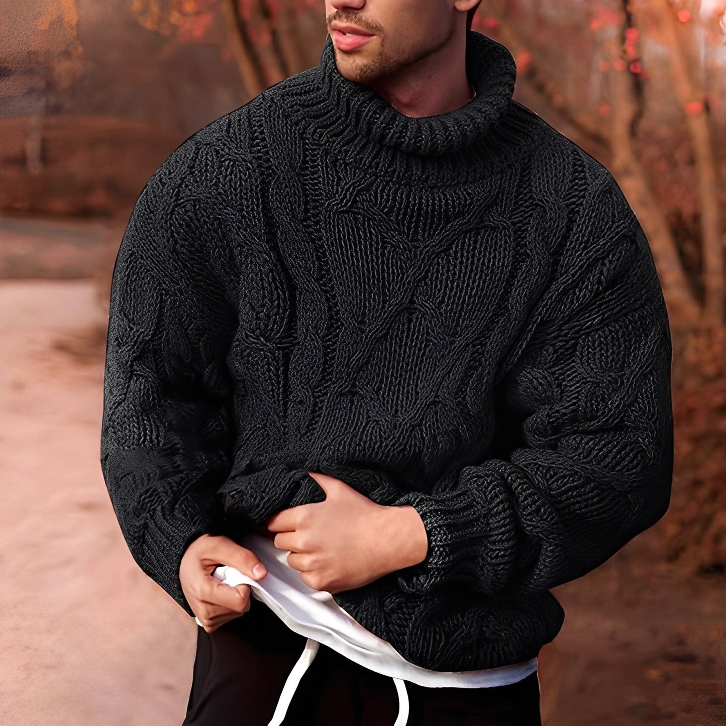 Adrian - Elegant, thick knitted pullover for men