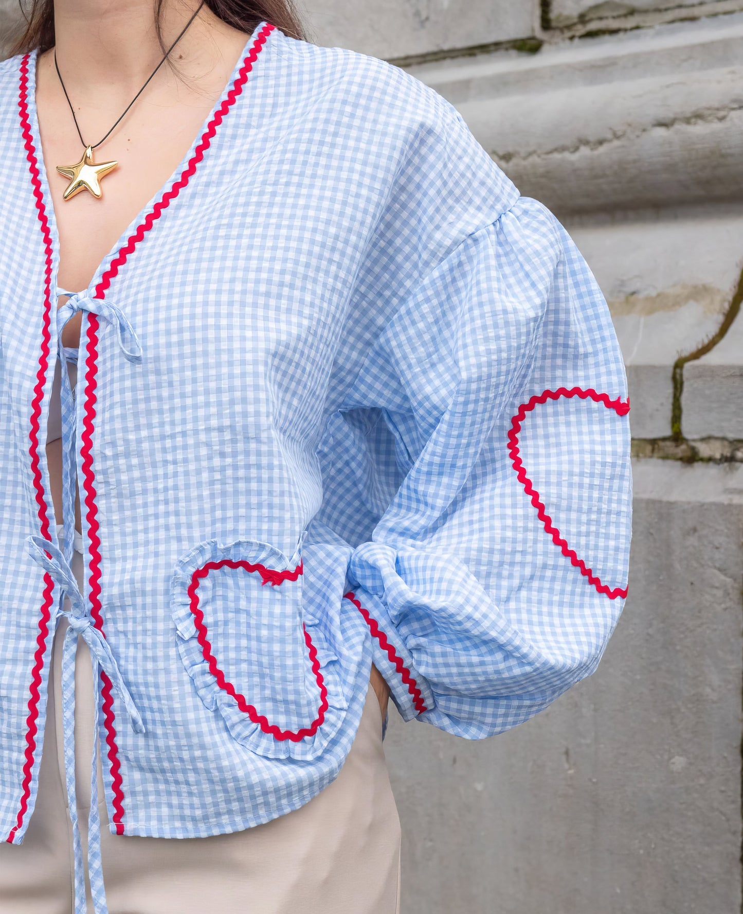 Claudia – Blusa Gingham com Laço