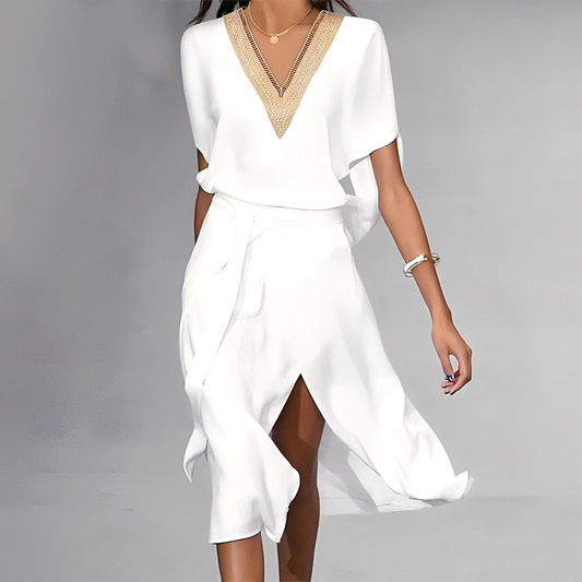 Isabella – Vestido Midi Branco para Mulher