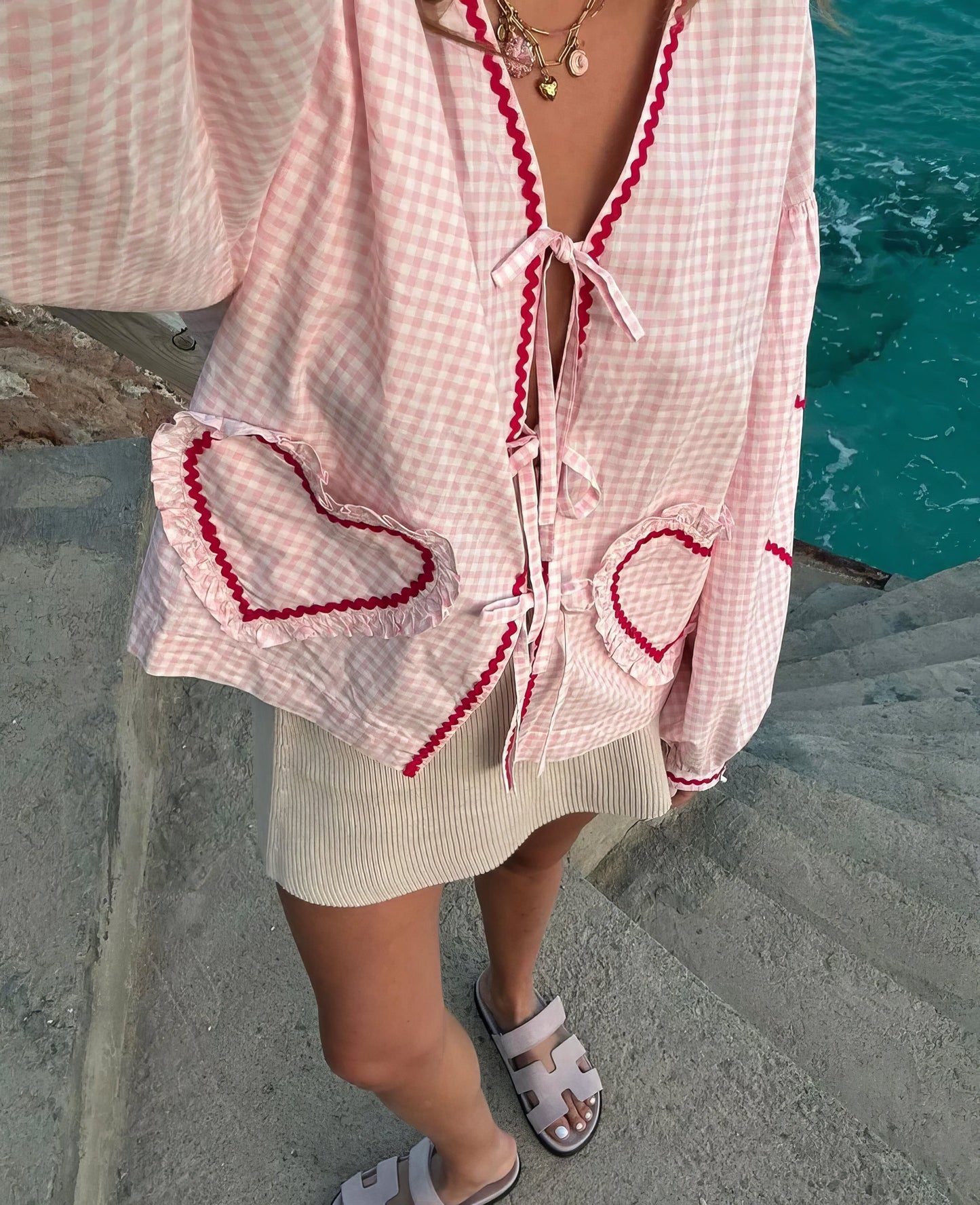 Claudia – Blusa Gingham com Laço