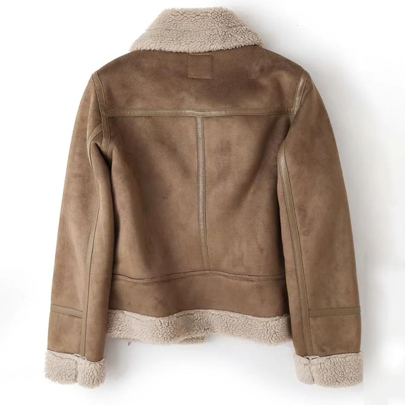 Macie – Casaco de couro forrado sherpa