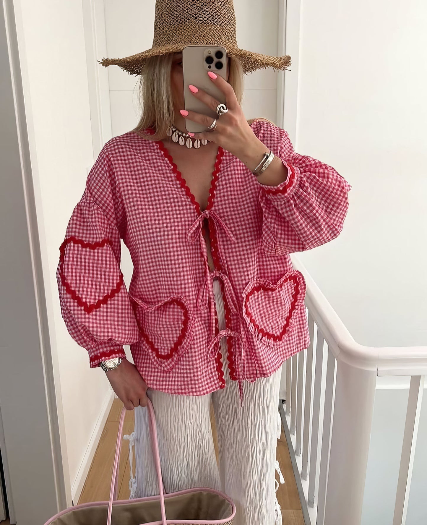 Claudia – Blusa Gingham com Laço