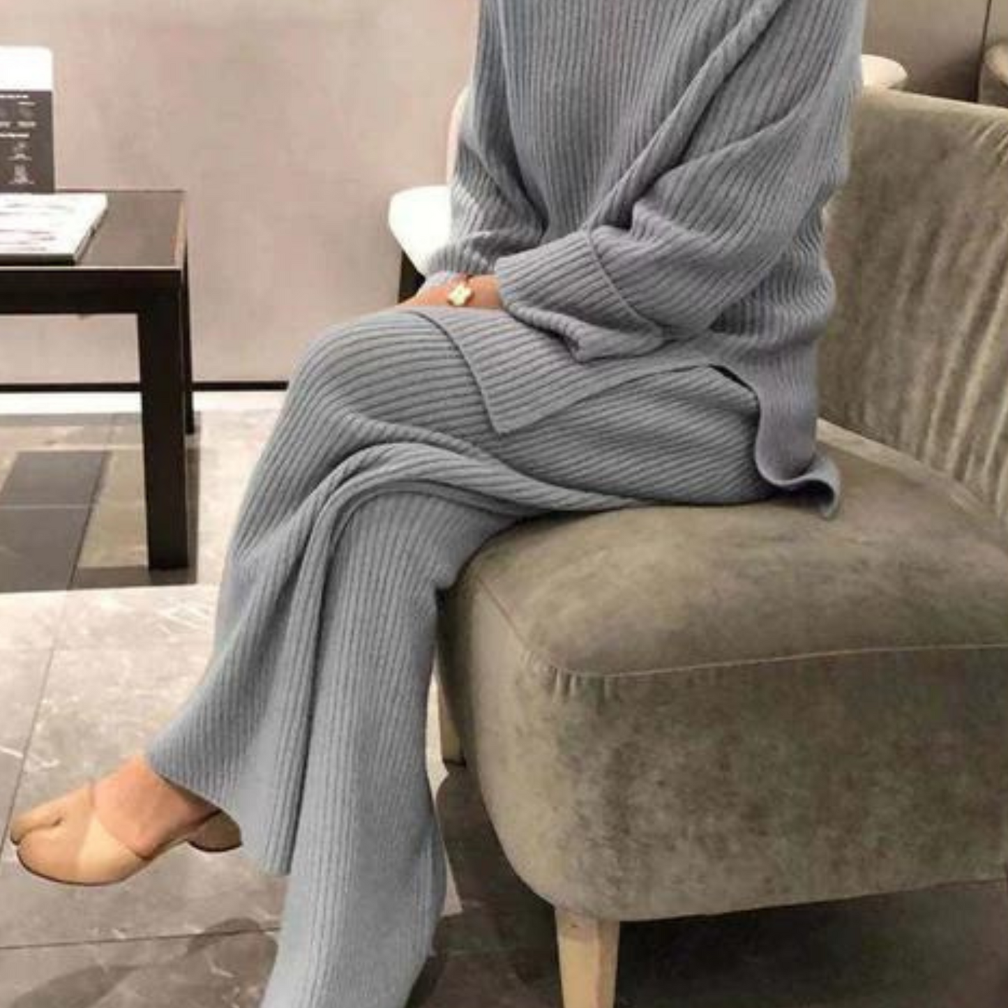 Samantha – Conjunto casual em tricô suéter & calça