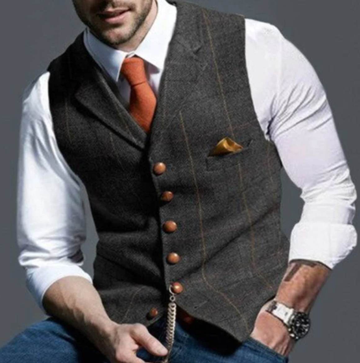 Jericho - Men's Vest with Checkered Pattern