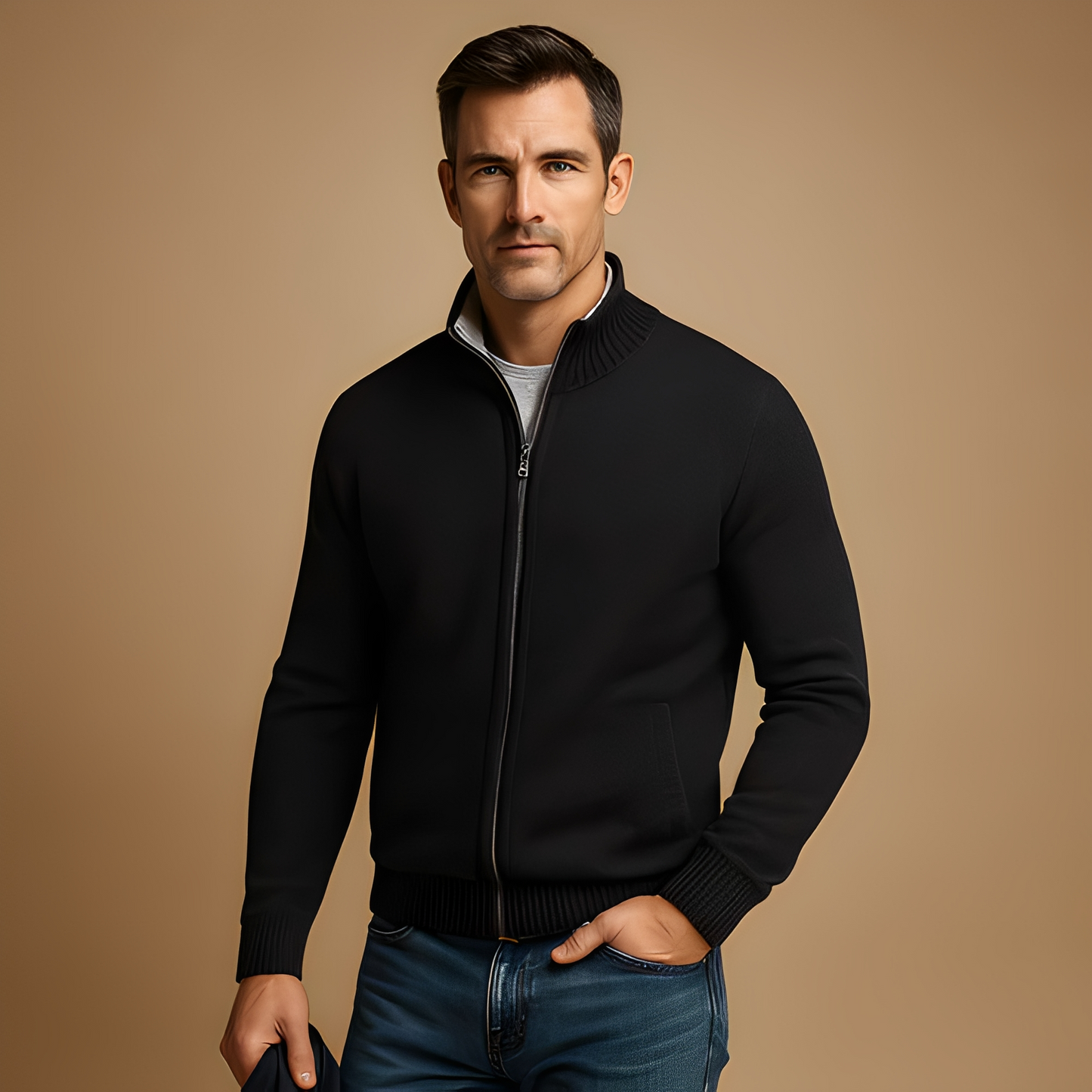 Armando - Casual cardigan with zipper for man