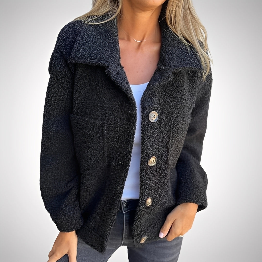 Sandra - Casual Sherpa Jacket with Turn-Down Collar for Women