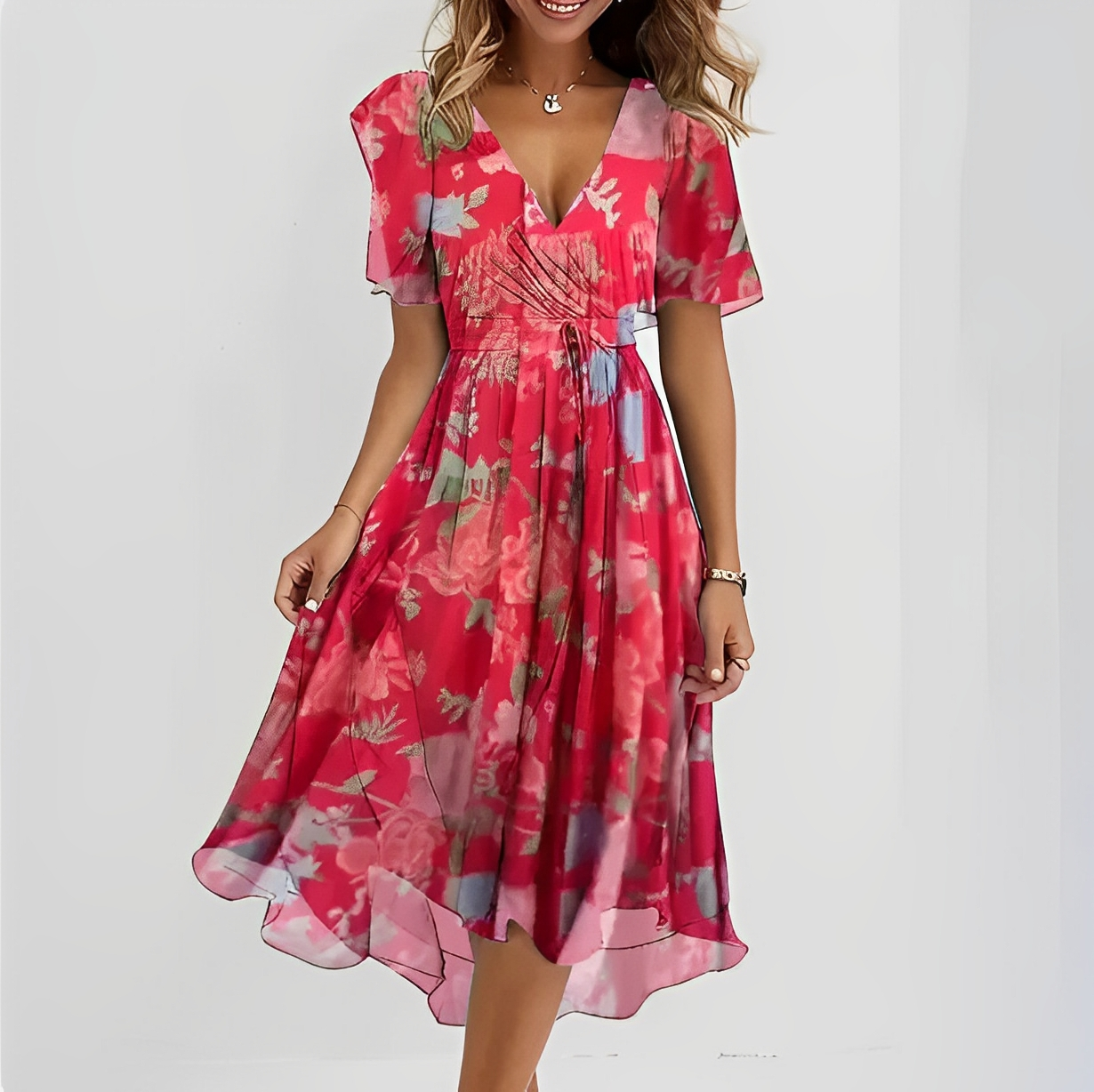 Lina – Vestido envelope com decote V