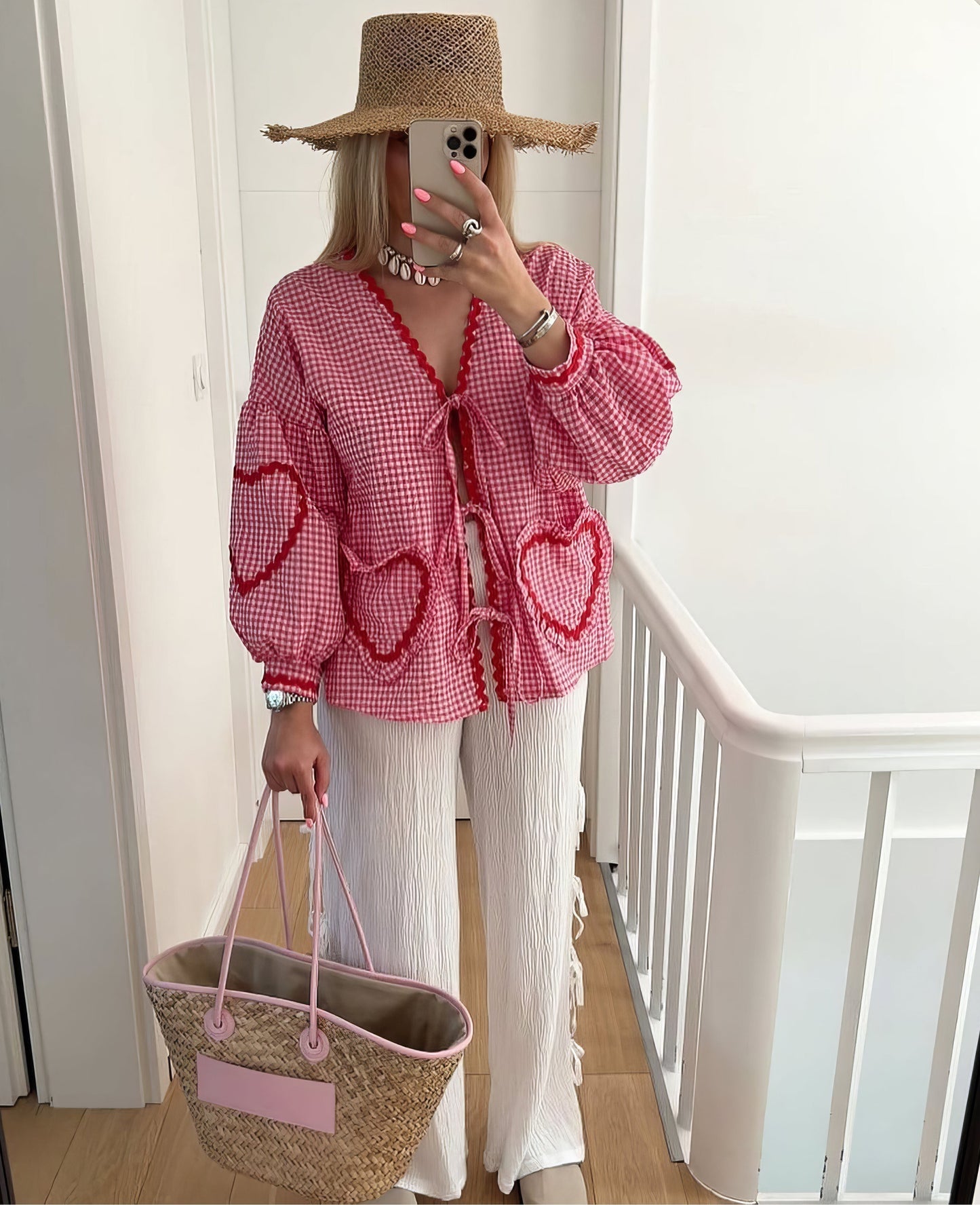 Claudia – Blusa Gingham com Laço