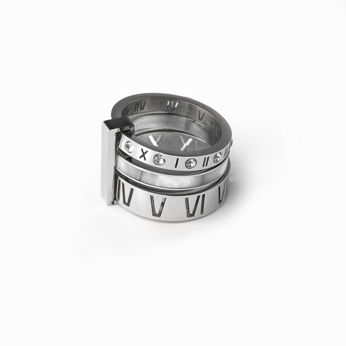 Isabelle – Bague empilhada tripla com pedras brilhantes