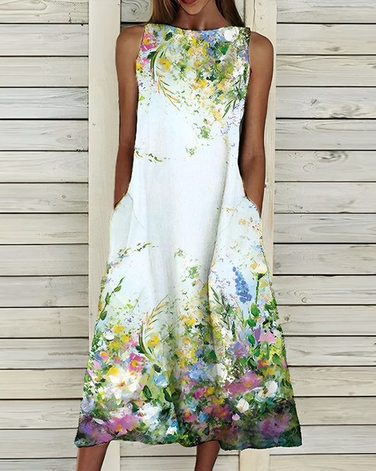 Marlene – Vestido Midi com Estampa de Flores