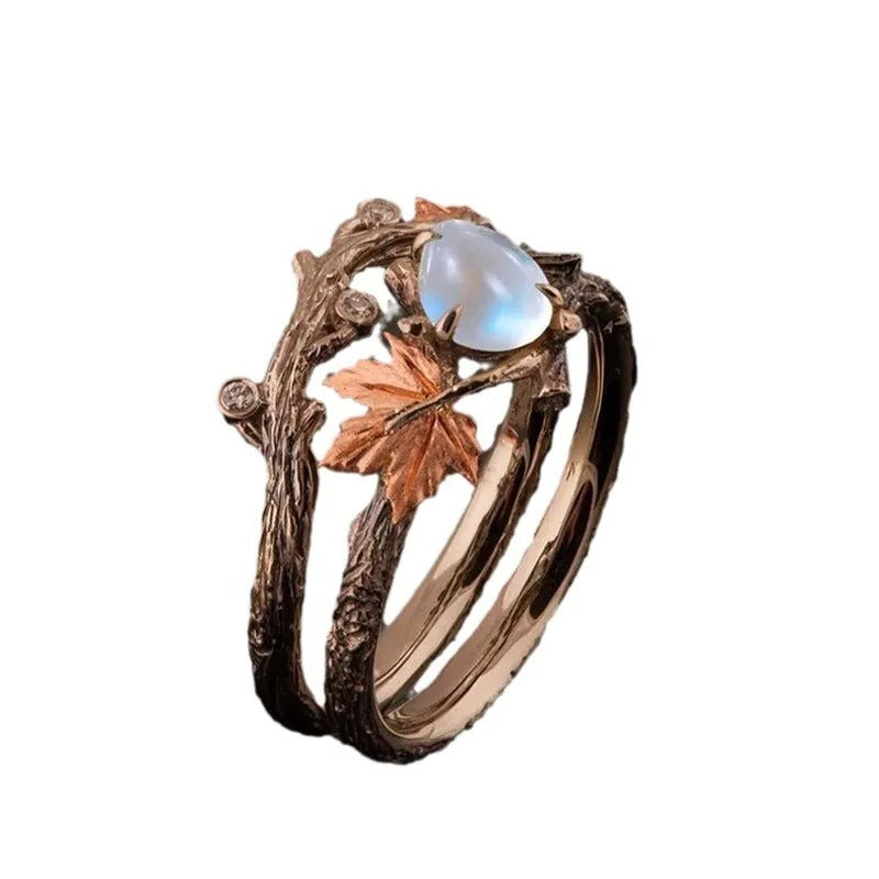 Ysia – Bague de pedra da lua em estilo natural