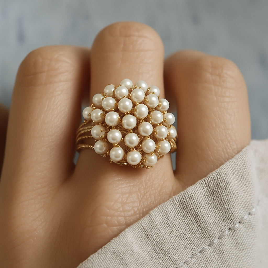 Sharnie – Bague com pérolas embutidas