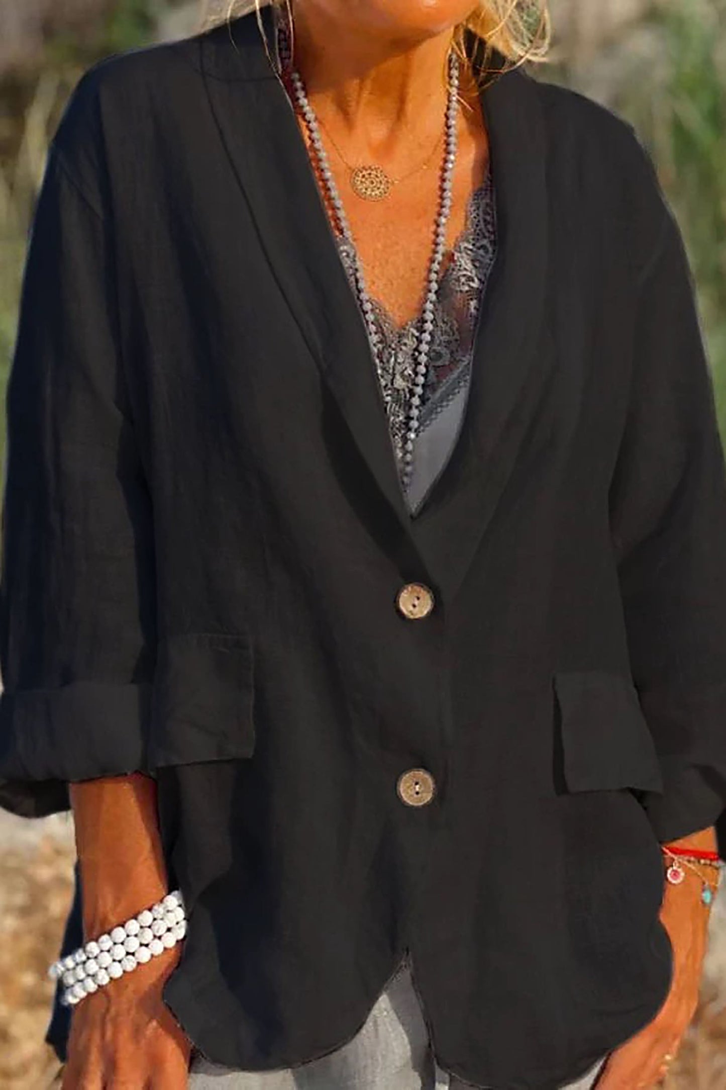 Jessica - Leichte Leinenjacke mit Knopfverschluss