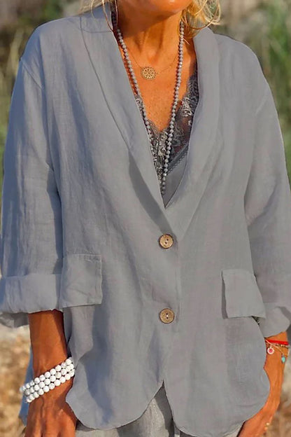 Jessica - Leichte Leinenjacke mit Knopfverschluss