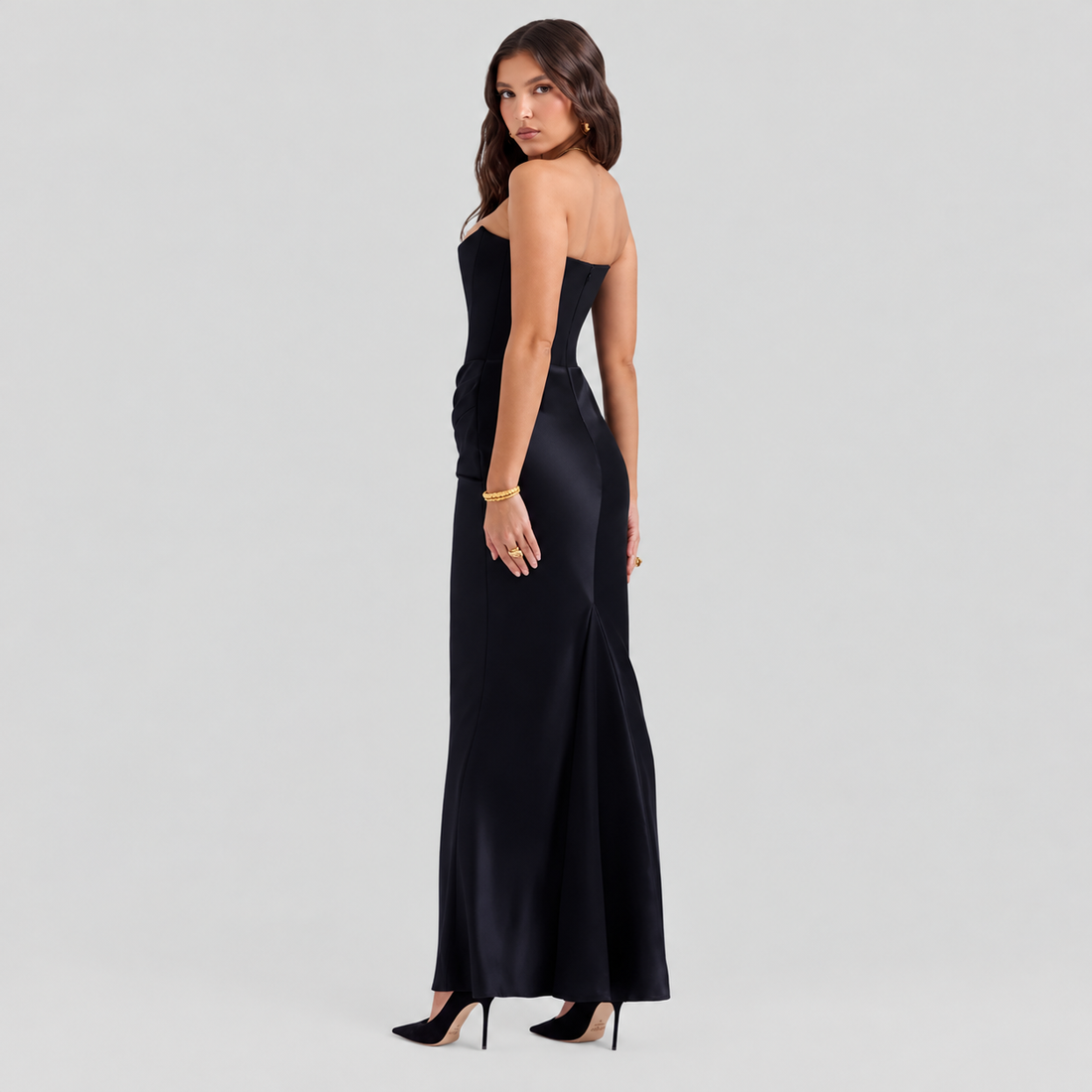 Elisabeth – Maxikleid elegante com ombros descobertos para mulheres