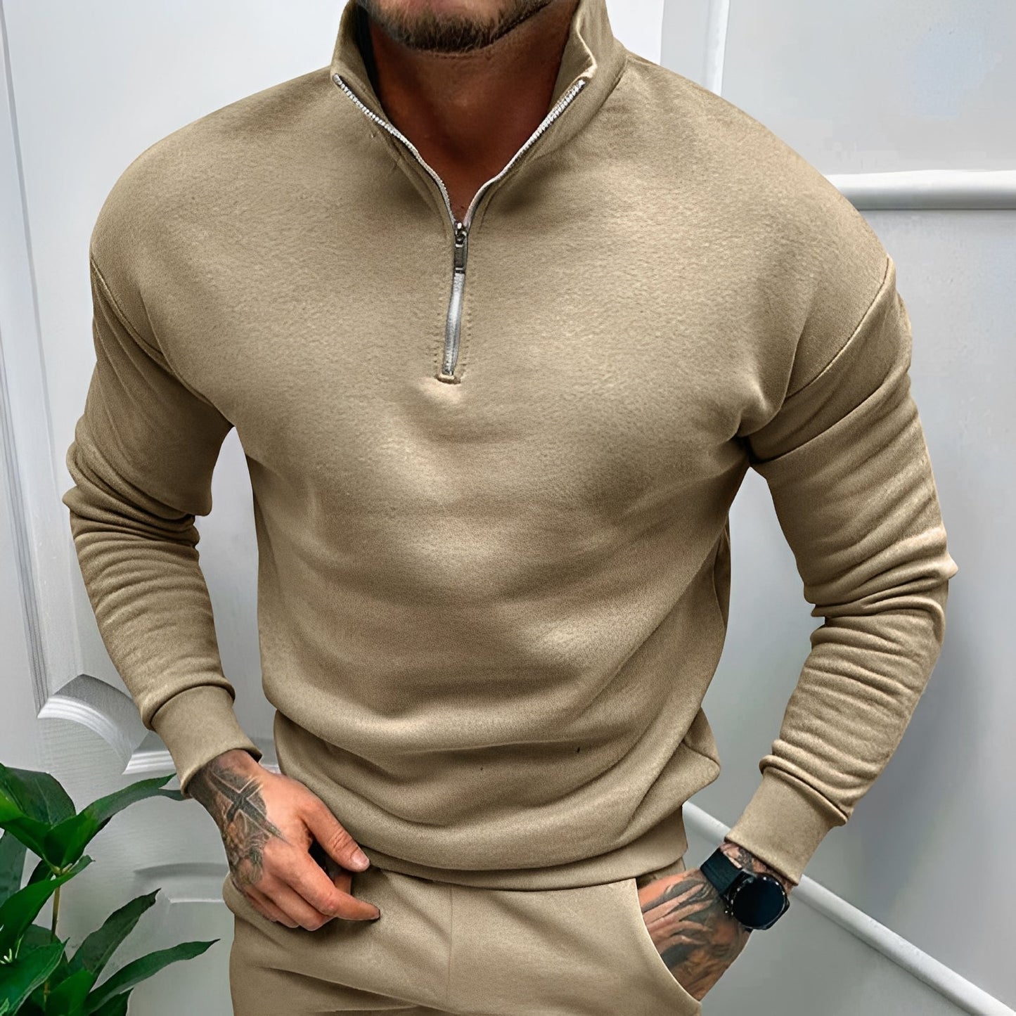 Robbie - Casual pullover with half zipper for men