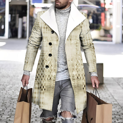 Terry - Casaco de lã elegante com padrão xadrez para homens