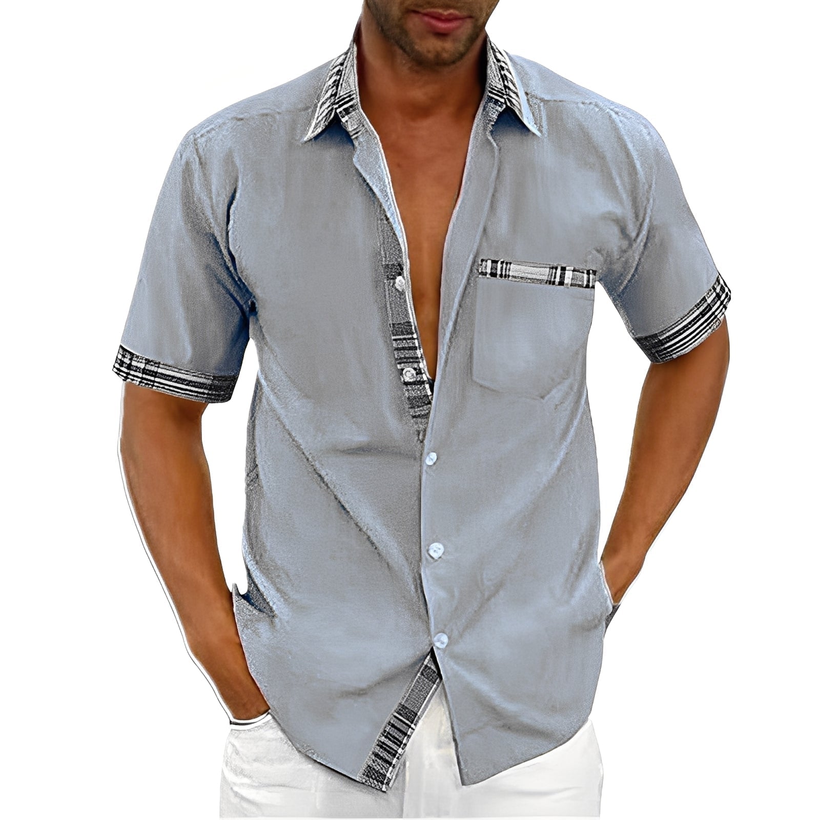 Marvin - Camisa Casual de Manga Curta para Homens