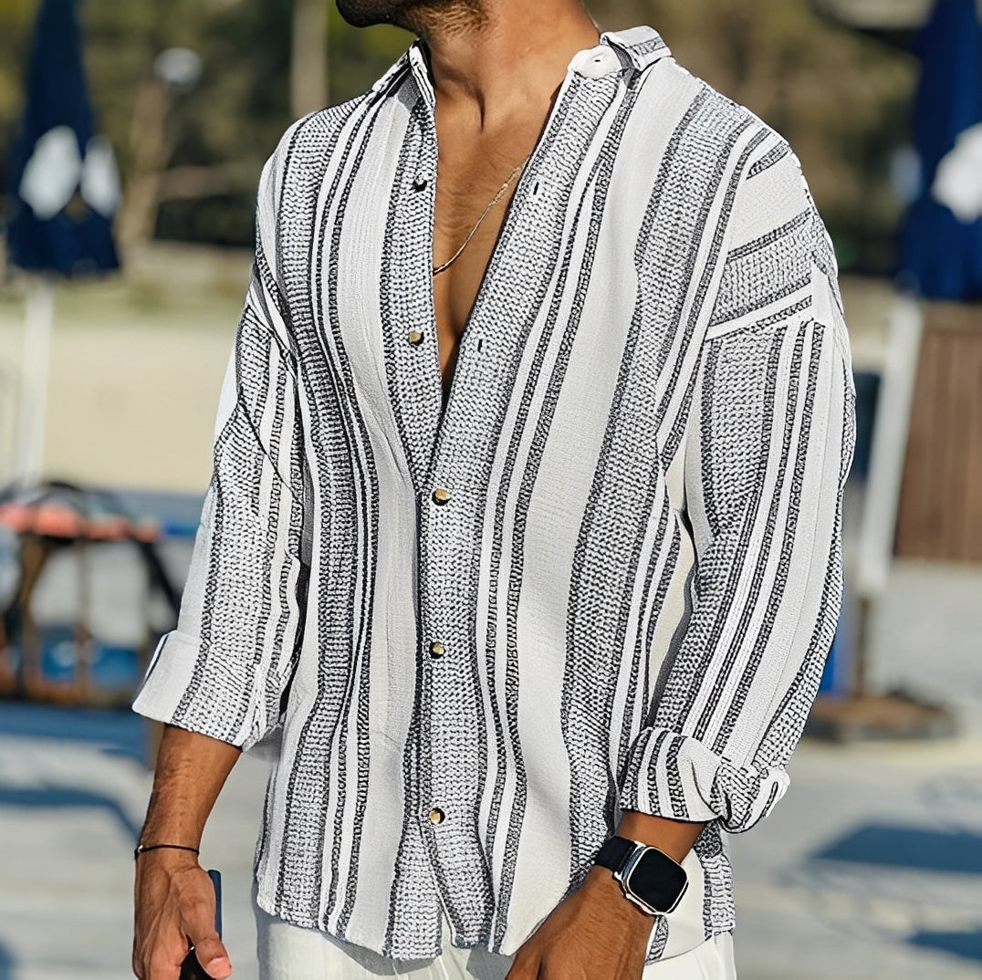 Rocco - Camisa listrada casual para homens