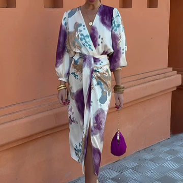 Sienna - Vestido midi elegante com fenda para mulheres