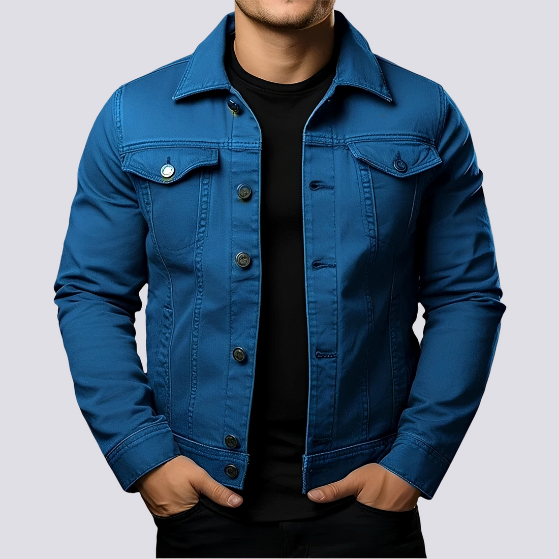 Layton - Jaqueta jeans casual para homens