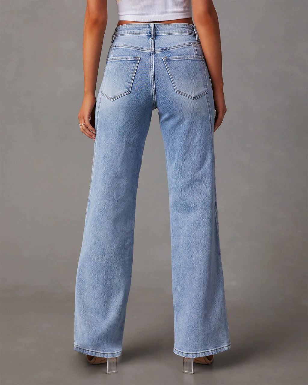 Rhian - Calças Jeans de Perna Larga Estilosas