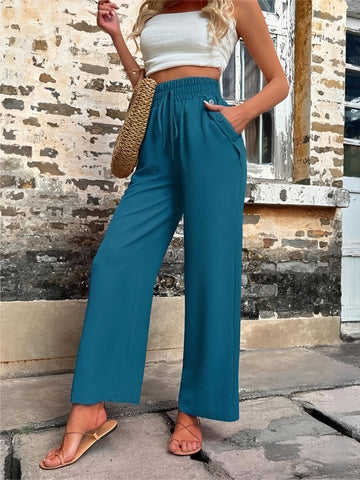 Allie - Calças elegantes, de cintura alta e caimento solto para mulheres